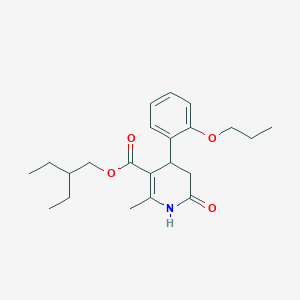 molecular formula C22H31NO4 B4699502 2-ethylbutyl 2-methyl-6-oxo-4-(2-propoxyphenyl)-1,4,5,6-tetrahydro-3-pyridinecarboxylate 
