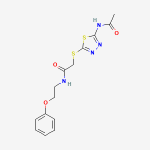 molecular formula C14H16N4O3S2 B4699510 2-{[5-(acetylamino)-1,3,4-thiadiazol-2-yl]thio}-N-(2-phenoxyethyl)acetamide 