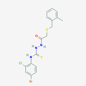 molecular formula C17H17BrClN3OS2 B4699566 N-(4-bromo-2-chlorophenyl)-2-{[(2-methylbenzyl)thio]acetyl}hydrazinecarbothioamide 