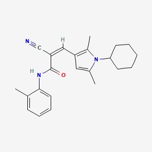 molecular formula C23H27N3O B4699573 2-cyano-3-(1-cyclohexyl-2,5-dimethyl-1H-pyrrol-3-yl)-N-(2-methylphenyl)acrylamide 