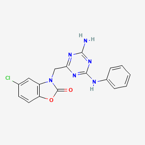 molecular formula C17H13ClN6O2 B4699574 3-[(4-amino-6-anilino-1,3,5-triazin-2-yl)methyl]-5-chloro-1,3-benzoxazol-2(3H)-one 