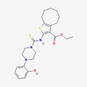 molecular formula C24H31N3O3S2 B4699664 ethyl 2-({[4-(2-hydroxyphenyl)-1-piperazinyl]carbonothioyl}amino)-4,5,6,7,8,9-hexahydrocycloocta[b]thiophene-3-carboxylate 