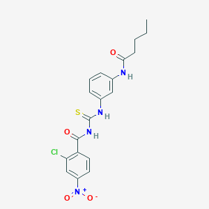 molecular formula C19H19ClN4O4S B4699694 2-chloro-4-nitro-N-({[3-(pentanoylamino)phenyl]amino}carbonothioyl)benzamide 