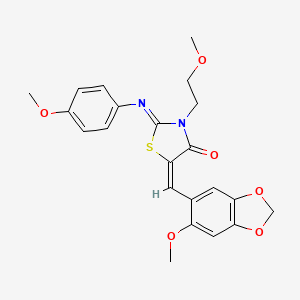 molecular formula C22H22N2O6S B4699699 5-[(6-methoxy-1,3-benzodioxol-5-yl)methylene]-3-(2-methoxyethyl)-2-[(4-methoxyphenyl)imino]-1,3-thiazolidin-4-one 