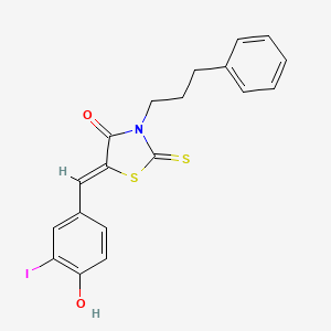 5-(4-hydroxy-3-iodobenzylidene)-3-(3-phenylpropyl)-2-thioxo-1,3-thiazolidin-4-one