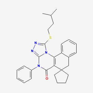 molecular formula C28H30N4OS B4699716 1-[(3-methylbutyl)thio]-4-phenyl-4H-spiro[benzo[h][1,2,4]triazolo[4,3-a]quinazoline-6,1'-cyclopentan]-5(7H)-one 