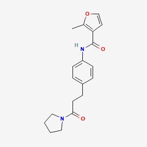 molecular formula C19H22N2O3 B4699720 2-methyl-N-{4-[3-oxo-3-(1-pyrrolidinyl)propyl]phenyl}-3-furamide 