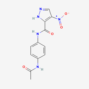 molecular formula C12H11N5O4 B4699767 N-[4-(acetylamino)phenyl]-4-nitro-1H-pyrazole-3-carboxamide 