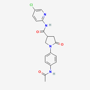 molecular formula C18H17ClN4O3 B4699796 1-[4-(acetylamino)phenyl]-N-(5-chloro-2-pyridinyl)-5-oxo-3-pyrrolidinecarboxamide 