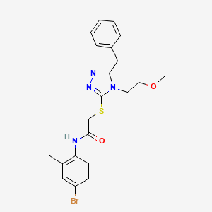 molecular formula C21H23BrN4O2S B4699897 2-{[5-benzyl-4-(2-methoxyethyl)-4H-1,2,4-triazol-3-yl]thio}-N-(4-bromo-2-methylphenyl)acetamide 