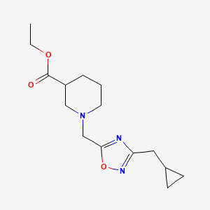molecular formula C15H23N3O3 B4699898 ethyl 1-{[3-(cyclopropylmethyl)-1,2,4-oxadiazol-5-yl]methyl}-3-piperidinecarboxylate 
