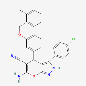 6-amino-3-(4-chlorophenyl)-4-{3-[(2-methylbenzyl)oxy]phenyl}-1,4-dihydropyrano[2,3-c]pyrazole-5-carbonitrile