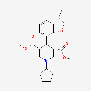molecular formula C23H29NO5 B4700006 dimethyl 1-cyclopentyl-4-(2-propoxyphenyl)-1,4-dihydro-3,5-pyridinedicarboxylate 