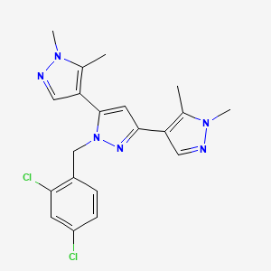 molecular formula C20H20Cl2N6 B4700072 1'-(2,4-dichlorobenzyl)-1,1'',5,5''-tetramethyl-1H,1'H,1''H-4,3':5',4''-terpyrazole 