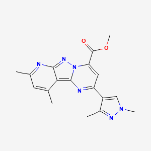 molecular formula C18H18N6O2 B4700137 methyl 2-(1,3-dimethyl-1H-pyrazol-4-yl)-8,10-dimethylpyrido[2',3':3,4]pyrazolo[1,5-a]pyrimidine-4-carboxylate 