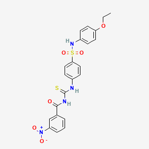 molecular formula C22H20N4O6S2 B4700247 N-{[(4-{[(4-ethoxyphenyl)amino]sulfonyl}phenyl)amino]carbonothioyl}-3-nitrobenzamide 