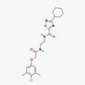 molecular formula C21H27ClN4O4 B4700272 N-(2-{[(4-chloro-3,5-dimethylphenoxy)acetyl]amino}ethyl)-3-cyclohexyl-1,2,4-oxadiazole-5-carboxamide 