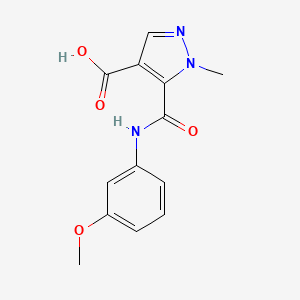 molecular formula C13H13N3O4 B4700283 5-{[(3-methoxyphenyl)amino]carbonyl}-1-methyl-1H-pyrazole-4-carboxylic acid 