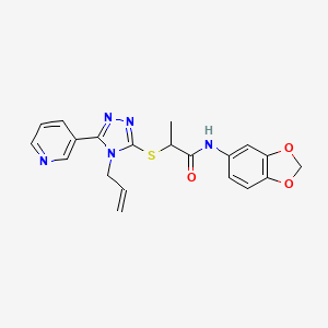 molecular formula C20H19N5O3S B4700289 2-{[4-allyl-5-(3-pyridinyl)-4H-1,2,4-triazol-3-yl]thio}-N-1,3-benzodioxol-5-ylpropanamide 