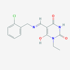 molecular formula C14H14ClN3O3 B4700295 5-{[(2-chlorobenzyl)amino]methylene}-1-ethyl-2,4,6(1H,3H,5H)-pyrimidinetrione 