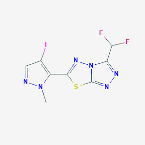molecular formula C8H5F2IN6S B4700319 3-(difluoromethyl)-6-(4-iodo-1-methyl-1H-pyrazol-5-yl)[1,2,4]triazolo[3,4-b][1,3,4]thiadiazole 