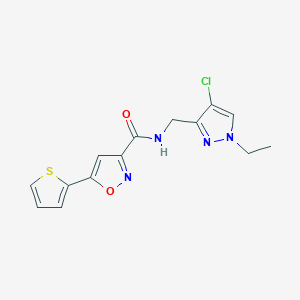 molecular formula C14H13ClN4O2S B4700335 N-[(4-chloro-1-ethyl-1H-pyrazol-3-yl)methyl]-5-(2-thienyl)-3-isoxazolecarboxamide 