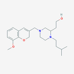molecular formula C22H34N2O3 B4700367 2-[4-[(8-methoxy-2H-chromen-3-yl)methyl]-1-(3-methylbutyl)-2-piperazinyl]ethanol 