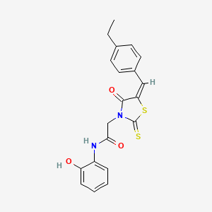 molecular formula C20H18N2O3S2 B4700449 2-[5-(4-ethylbenzylidene)-4-oxo-2-thioxo-1,3-thiazolidin-3-yl]-N-(2-hydroxyphenyl)acetamide 