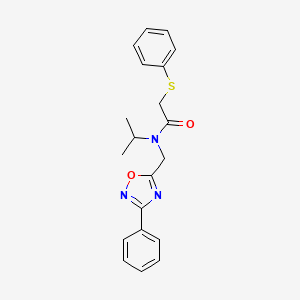molecular formula C20H21N3O2S B4700452 N-isopropyl-N-[(3-phenyl-1,2,4-oxadiazol-5-yl)methyl]-2-(phenylthio)acetamide 