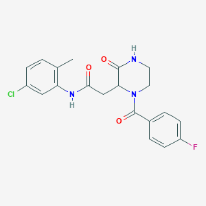 molecular formula C20H19ClFN3O3 B4700472 N-(5-chloro-2-methylphenyl)-2-[1-(4-fluorobenzoyl)-3-oxo-2-piperazinyl]acetamide 