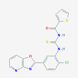 molecular formula C18H11ClN4O2S2 B470048 N-{[2-chloro-5-([1,3]oxazolo[4,5-b]pyridin-2-yl)phenyl]carbamothioyl}thiophene-2-carboxamide CAS No. 383901-72-2