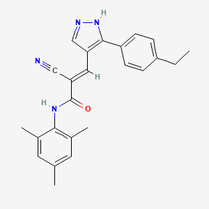 2-cyano-3-[3-(4-ethylphenyl)-1H-pyrazol-4-yl]-N-mesitylacrylamide