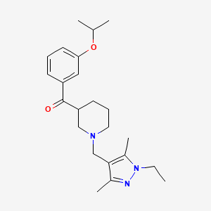 molecular formula C23H33N3O2 B4700536 {1-[(1-ethyl-3,5-dimethyl-1H-pyrazol-4-yl)methyl]-3-piperidinyl}(3-isopropoxyphenyl)methanone 