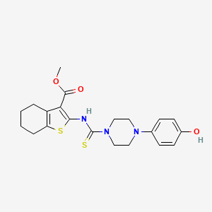 molecular formula C21H25N3O3S2 B4700577 methyl 2-({[4-(4-hydroxyphenyl)-1-piperazinyl]carbonothioyl}amino)-4,5,6,7-tetrahydro-1-benzothiophene-3-carboxylate 