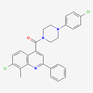 molecular formula C27H23Cl2N3O B4700629 7-chloro-4-{[4-(4-chlorophenyl)-1-piperazinyl]carbonyl}-8-methyl-2-phenylquinoline 