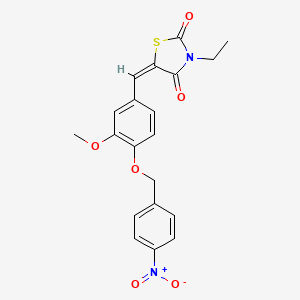 molecular formula C20H18N2O6S B4700663 3-ethyl-5-{3-methoxy-4-[(4-nitrobenzyl)oxy]benzylidene}-1,3-thiazolidine-2,4-dione 