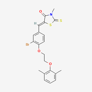 molecular formula C21H20BrNO3S2 B4700687 5-{3-bromo-4-[2-(2,6-dimethylphenoxy)ethoxy]benzylidene}-3-methyl-2-thioxo-1,3-thiazolidin-4-one 