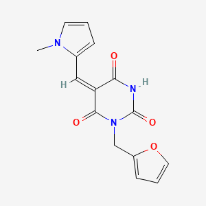 molecular formula C15H13N3O4 B4700700 1-(2-furylmethyl)-5-[(1-methyl-1H-pyrrol-2-yl)methylene]-2,4,6(1H,3H,5H)-pyrimidinetrione 