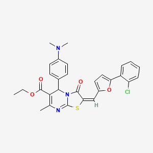 molecular formula C29H26ClN3O4S B4700701 ethyl 2-{[5-(2-chlorophenyl)-2-furyl]methylene}-5-[4-(dimethylamino)phenyl]-7-methyl-3-oxo-2,3-dihydro-5H-[1,3]thiazolo[3,2-a]pyrimidine-6-carboxylate 