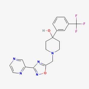molecular formula C19H18F3N5O2 B4700712 1-{[3-(2-pyrazinyl)-1,2,4-oxadiazol-5-yl]methyl}-4-[3-(trifluoromethyl)phenyl]-4-piperidinol 