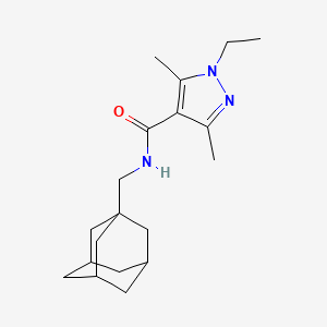 molecular formula C19H29N3O B4700750 N-(1-adamantylmethyl)-1-ethyl-3,5-dimethyl-1H-pyrazole-4-carboxamide 