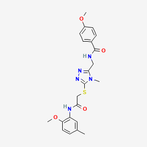 molecular formula C22H25N5O4S B4700769 4-methoxy-N-{[5-({2-[(2-methoxy-5-methylphenyl)amino]-2-oxoethyl}thio)-4-methyl-4H-1,2,4-triazol-3-yl]methyl}benzamide 