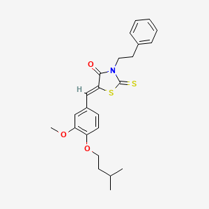 molecular formula C24H27NO3S2 B4700781 5-[3-methoxy-4-(3-methylbutoxy)benzylidene]-3-(2-phenylethyl)-2-thioxo-1,3-thiazolidin-4-one 