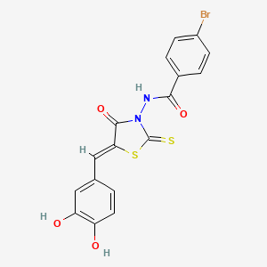 4-bromo-N-[5-(3,4-dihydroxybenzylidene)-4-oxo-2-thioxo-1,3-thiazolidin-3-yl]benzamide