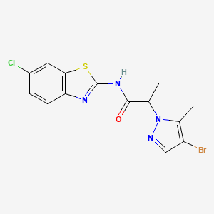 molecular formula C14H12BrClN4OS B4700823 2-(4-bromo-5-methyl-1H-pyrazol-1-yl)-N-(6-chloro-1,3-benzothiazol-2-yl)propanamide 
