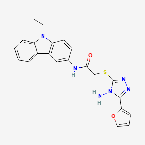 molecular formula C22H20N6O2S B4700841 2-{[4-amino-5-(2-furyl)-4H-1,2,4-triazol-3-yl]thio}-N-(9-ethyl-9H-carbazol-3-yl)acetamide 