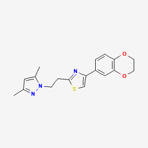 molecular formula C18H19N3O2S B4700859 4-(2,3-dihydro-1,4-benzodioxin-6-yl)-2-[2-(3,5-dimethyl-1H-pyrazol-1-yl)ethyl]-1,3-thiazole 