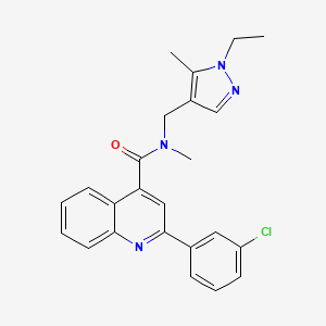 molecular formula C24H23ClN4O B4700878 2-(3-chlorophenyl)-N-[(1-ethyl-5-methyl-1H-pyrazol-4-yl)methyl]-N-methyl-4-quinolinecarboxamide 