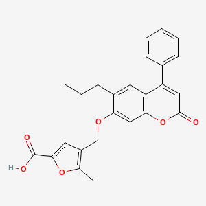 molecular formula C25H22O6 B4700884 5-methyl-4-{[(2-oxo-4-phenyl-6-propyl-2H-chromen-7-yl)oxy]methyl}-2-furoic acid 