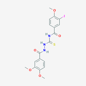 molecular formula C18H18IN3O5S B4700958 N-{[2-(3,4-dimethoxybenzoyl)hydrazino]carbonothioyl}-3-iodo-4-methoxybenzamide 